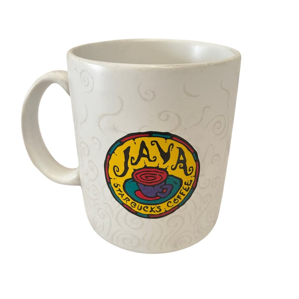 Vintage 1990s Starbucks JAVA Coffee Mug 12oz Textured Swirl Made in Thailand